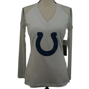 NFL Team Apparel Indianapolis Colts White Mesh Sleeve Open Back Top Medium NWT